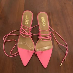 Ego Pink Lace Up Heels